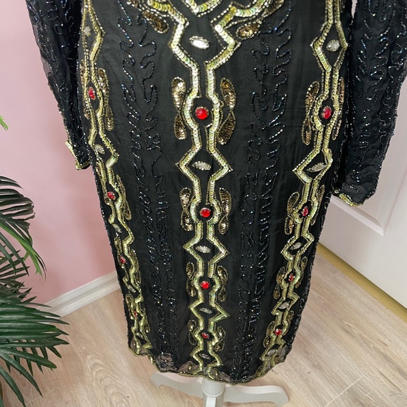Vintage Sequin Dress Rhinestones beaded evening dress - Picture 4 of 8